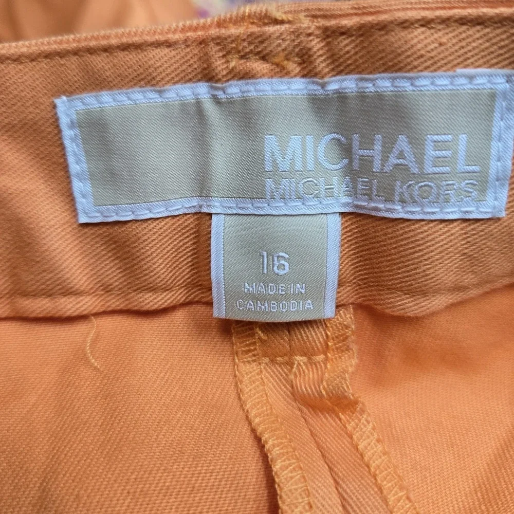 Michael Kors Women Shorts 16 Orange Chino Twill 5